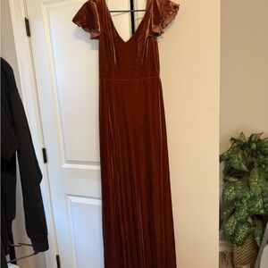 Revelry Velvet Maxi Dress in Rich Brown
